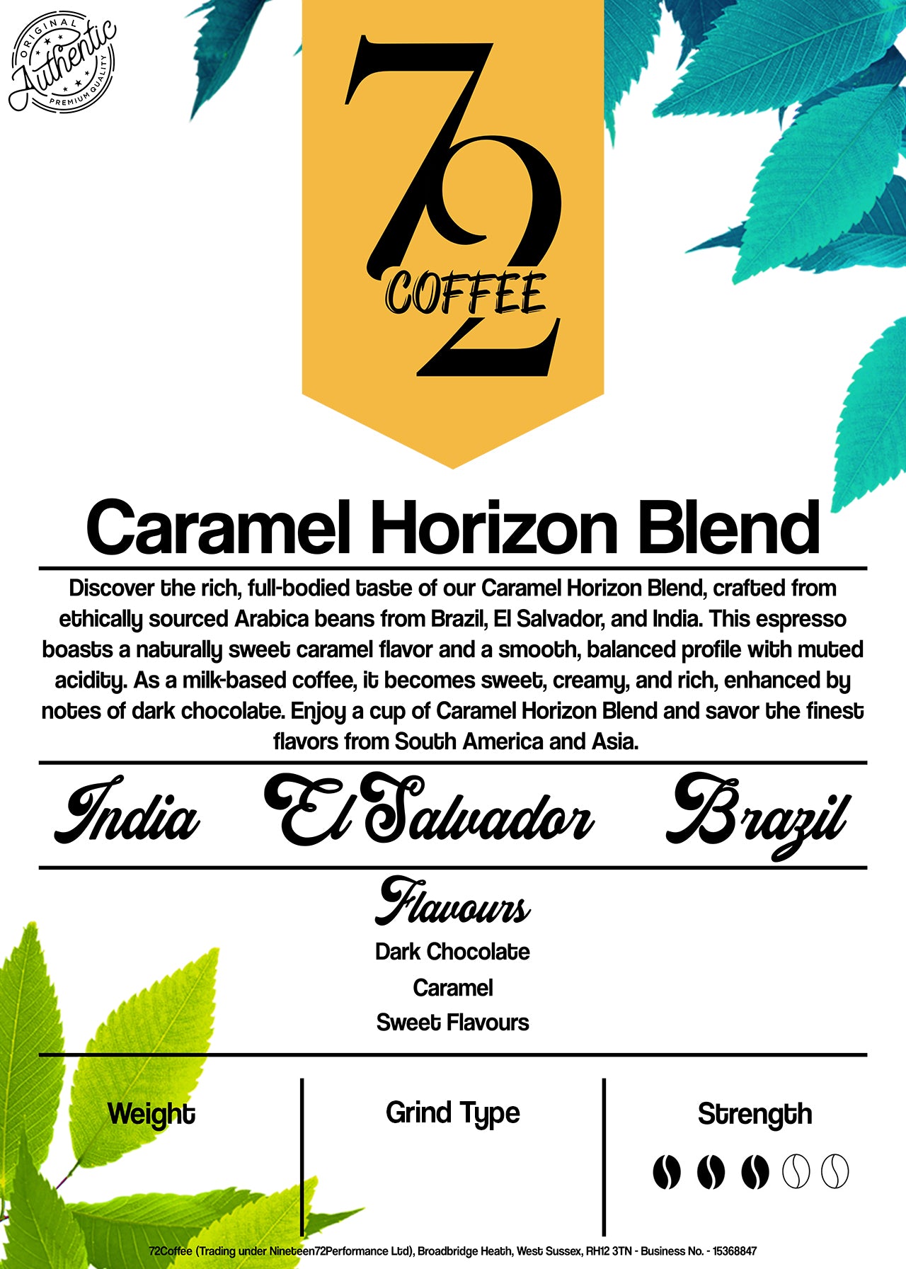 Caramel Horizon Blend - India, El Salvador & Brazil Coffee