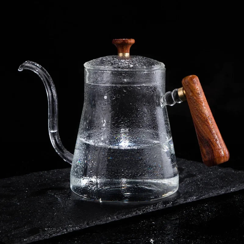 Large Glass Coffee Pot With Wooden Handle